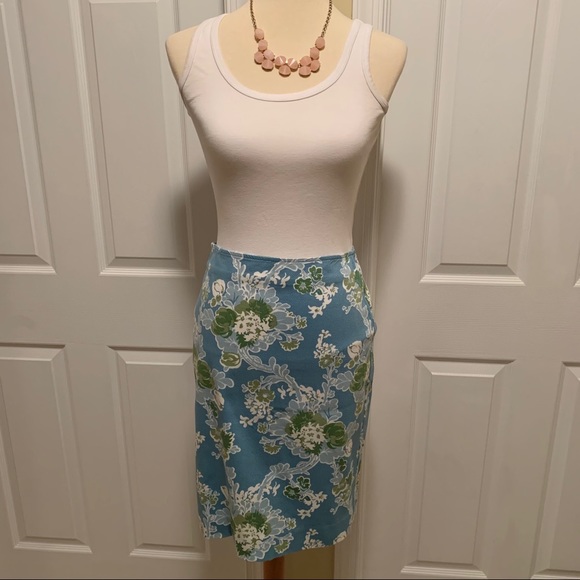 Talbots Dresses & Skirts - Talbot’s Blue/Green Floral Print Pencil Skirt